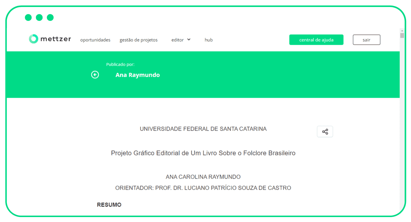 Editor de textos da Mettzer - publicar trabalhos